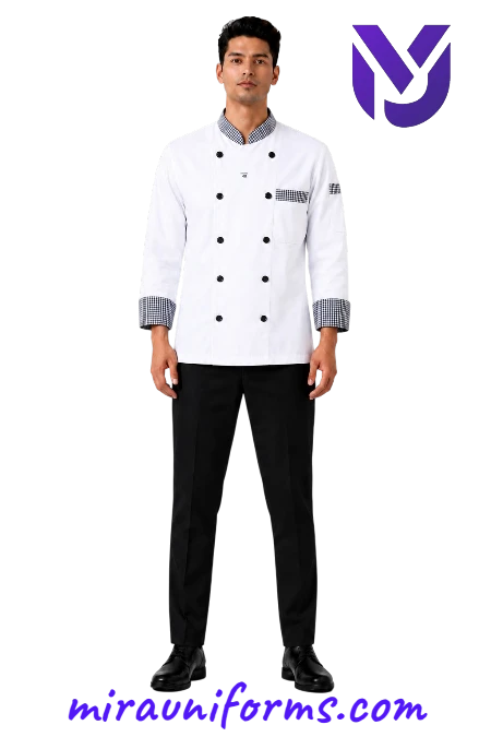 1_Chef Coat Contrast-White+C Chef Coat Contrast - Image 1